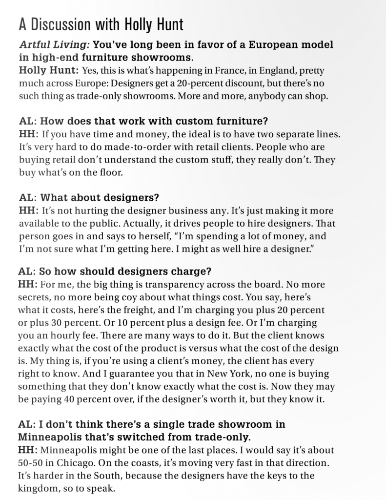 Holly Hunt Interview Q+A with Artful Living Caption