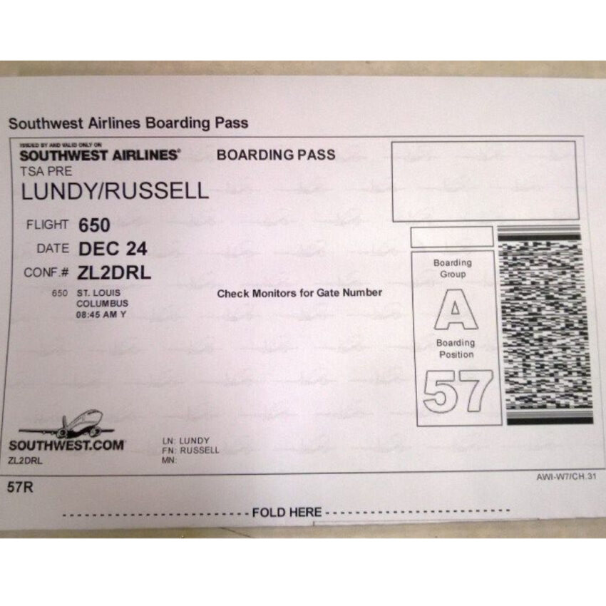 Russ Lundy holiday gift from Kevin Kenney was an airplane ticket and PTO