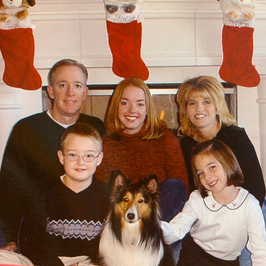 The Kenney family at Christmas in 2000